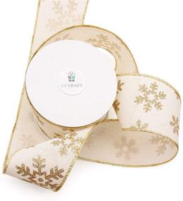 img 3 attached to 🎄 CT CRAFT LLC Canvas Snowflakes Christmas Wired Ribbon - Ivory with Gold - 2.5” x 10 Yards - Ideal for Home Decor, Gift Wrapping, DIY Crafts - 1 Roll