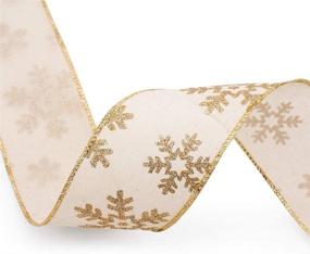 img 1 attached to 🎄 CT CRAFT LLC Canvas Snowflakes Christmas Wired Ribbon - Ivory with Gold - 2.5” x 10 Yards - Ideal for Home Decor, Gift Wrapping, DIY Crafts - 1 Roll