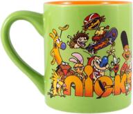 🎨 multicolored 14 oz ceramic mug with nickelodeon 90's logo and characters by silver buffalo logo