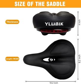 img 1 attached to 🚲 YLUBIK Bike Seat: Comfortable Bicycle Saddle with Taillight & Memory Foam - Waterproof, Universal Fit, Dual Shock Absorption