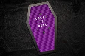 img 2 attached to 🎃 Nomnu Purple Felt Coffin Letter Board - Gothic Halloween Decor with 500 Changeable Characters