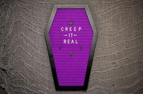 img 1 attached to 🎃 Nomnu Purple Felt Coffin Letter Board - Gothic Halloween Decor with 500 Changeable Characters