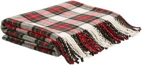 img 3 attached to 🔥 Glitzhome Soft and Comfortable Tartan Throw Blanket with Tassels - 60 x 50 Inches - Reversible Wrap Scarf for Sofa, Bed, and Couch - Plaid Throw Blanket for Women & Men