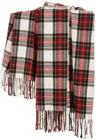 img 1 attached to 🔥 Glitzhome Soft and Comfortable Tartan Throw Blanket with Tassels - 60 x 50 Inches - Reversible Wrap Scarf for Sofa, Bed, and Couch - Plaid Throw Blanket for Women & Men
