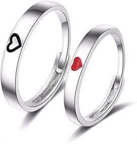 img 1 attached to 💑 Set of 2 Sun Moon Matching Rings for Couple Friendship, Lover, Adjustable Open Rings, Heart Engagement Wedding Bands, Simple Multi-Style Jewelry for Him Her, Lover Couples