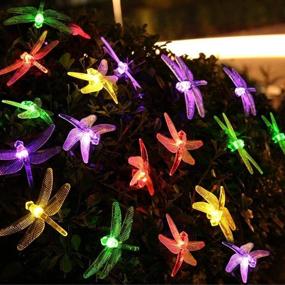 img 1 attached to 🌈 CIAOYE Dragonfly Solar String Lights: 30 LED 21ft 8 Modes, Waterproof Fairy Lighting for Christmas Trees, Garden, Patio, Fence - Multi Color