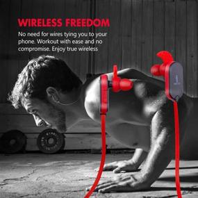 img 2 attached to 🎧 Neojdx Wingz - Sweatproof & Waterproof Bluetooth Headphones - Wireless Earbuds for Working Out, Running, Gym - Black/Red