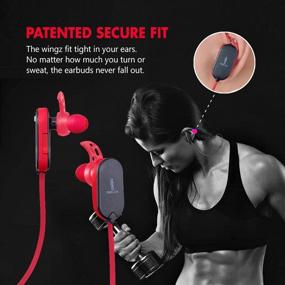 img 1 attached to 🎧 Neojdx Wingz - Sweatproof & Waterproof Bluetooth Headphones - Wireless Earbuds for Working Out, Running, Gym - Black/Red