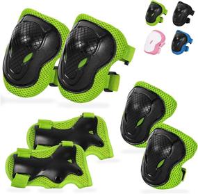 img 4 attached to 🛹 FEOAMO Kids Protective Gear 6-in-1 Set: Knee Pads, Elbow Pads, Wrist Guard – Ideal for Skating, Rollerblading, Cycling, Skateboarding, Biking, Scootering