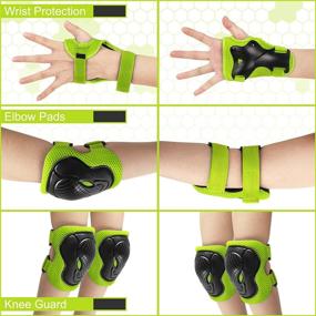 img 2 attached to 🛹 FEOAMO Kids Protective Gear 6-in-1 Set: Knee Pads, Elbow Pads, Wrist Guard – Ideal for Skating, Rollerblading, Cycling, Skateboarding, Biking, Scootering