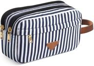 🎒 canvas stripe travel toiletry organizer bag for women and men - shaving dopp kit logo