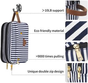 img 3 attached to 🎒 Canvas Stripe Travel Toiletry Organizer Bag for Women and Men - Shaving Dopp Kit