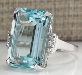 img 3 attached to Zhiwen Vintage Fashion Women's Aquamarine Gemstone Ring - Elegant 925 Silver Engagement and Wedding Jewelry (Size 5-11)