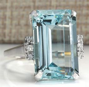 img 4 attached to Zhiwen Vintage Fashion Women's Aquamarine Gemstone Ring - Elegant 925 Silver Engagement and Wedding Jewelry (Size 5-11)