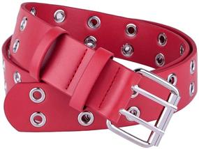 img 4 attached to Sportmusies Double Grommets Leather Fashion Women's Accessories