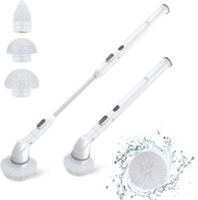 img 4 attached to 🧼 Cordless Electric Spin Scrubber by POWERGIANT - Waterproof 360 Shower Scrubber with Built-in Battery, 3 Brush Heads, Adjustable Extension Handle for Bathroom, Floor, Tile, Tub, Pool