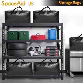 img 2 attached to 🔴 SpaceAid Heavy-Duty Moving Bags - XL Storage Totes with Backpack Straps, Durable Handles & Zippers - Alternative to Moving Boxes, Packing & Moving Supplies - Black (8 Pack)