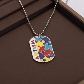 img 1 attached to 🧩 Autism Puzzle Piece Dog Tag Necklace/Keychain - CHOORO Asperger Awareness Jewelry Gift for Autism Mom, Teacher, and Autistic Girls