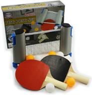 🏓 matty's toy stop deluxe portable table tennis (ping pong) set with adjustable net, 2 paddles, 6 balls (3 orange & 3 white) & mesh storage bag логотип