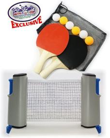 img 1 attached to 🏓 Matty's Toy Stop Deluxe Portable Table Tennis (Ping Pong) Set with Adjustable Net, 2 Paddles, 6 Balls (3 Orange & 3 White) & Mesh Storage Bag