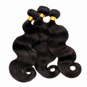 img 3 attached to 💇 ALLBIZ Brazilian Body Wave Hair Bundles - Unprocessed 100% Human Hair - 20 22 24 inches - Premium Weave Extensions