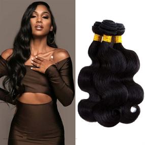 img 4 attached to «💇 ALLBIZ Волнистые волосы Brazilian Body Wave - Непереработанные 100% натуральные волосы - 20 22 24 дюйма - Превосходные наращиваемые волосы»