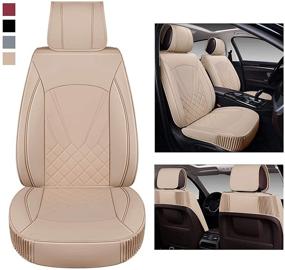 img 3 attached to BaoLL Faux Waterproof Leather Car Seat Covers: Universal Fit Front Pair Leatherette Vehicle Cushion Cover Set for SUV Pick-up Truck