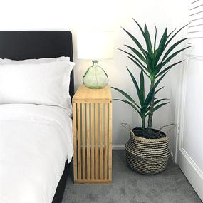 img 1 attached to 🎋 Narrow 10-Inch Bamboo End Table - Ideal Small Space Furniture. Slim and Skinny Nightstand or Side Table. Wooden Nightstand or Side Table for Compact Areas. Slide-Under Couch Table.