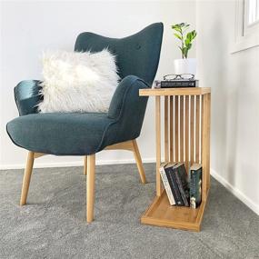 img 2 attached to 🎋 Narrow 10-Inch Bamboo End Table - Ideal Small Space Furniture. Slim and Skinny Nightstand or Side Table. Wooden Nightstand or Side Table for Compact Areas. Slide-Under Couch Table.