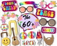 60's hippie photo booth props kit - 20 pack party camera props fully assembled for birthday galore logo