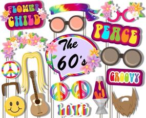 img 1 attached to 60's Hippie Photo Booth Props Kit - 20 Pack Party Camera Props Fully Assembled for Birthday Galore