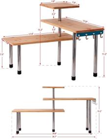 img 1 attached to Ollieroo Bamboo 3 Tier Corner Shelf – Countertop Organizer, Display Shelves, and Space-Saving Rack for Living Room, Kitchen, Office with Hooks