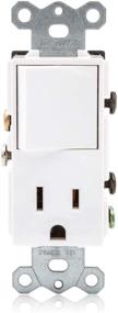 img 2 attached to 🔌 Maxxima 2 Pack Combination Rocker Light Switch and Outlet - Single Pole White Decor, UL Listed – Includes Wall Plates (15A / 120V AC)