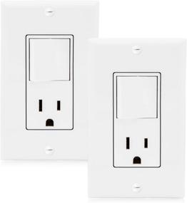 img 4 attached to 🔌 Maxxima 2 Pack Combination Rocker Light Switch and Outlet - Single Pole White Decor, UL Listed – Includes Wall Plates (15A / 120V AC)