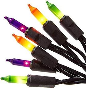 img 1 attached to 🎃 Halloween String Light Set - 100 Count Orange Purple Green - Black Cord