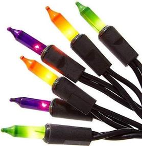 img 2 attached to 🎃 Halloween String Light Set - 100 Count Orange Purple Green - Black Cord