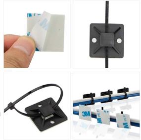 img 1 attached to Pro-Grade 0.75 Inch Black Zip Tie Mounts - Small Wire Tie Adhesive Mounting, 100 Pieces for Cable Management & Durability