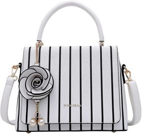 img 4 attached to Stylish PU Top Handle Satchel Shoulder Tote 👜 Bags Purse - Fashionable Multiple Pockets Handbag for Women