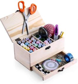 img 4 attached to 🧵 Деревянная швейная корзина BTU: премиум органайзер с аксессуарами для швейных ремонтов, хранения и инструментов для шитья для всех полов и возрастов