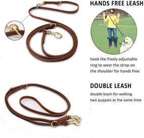 img 2 attached to 🐾 Premium 8ft Dog Leash for Small, Medium, and Large Dogs - Multipurpose Hands-Free Genuine Leather Leash for Dog Training and Durability