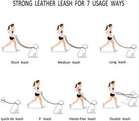 img 3 attached to 🐾 Premium 8ft Dog Leash for Small, Medium, and Large Dogs - Multipurpose Hands-Free Genuine Leather Leash for Dog Training and Durability