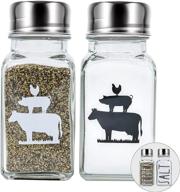 momeemo farmhouse salt and pepper shakers set: 🧂 stylish glass with stainless lid for farmhouse kitchen decor logo