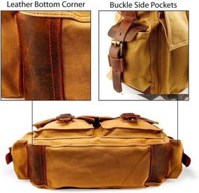 img 1 attached to 🎒 Vintage Canvas Leather Messenger Bag: Ideal for 14", 15", 17" Laptops - GEARONIC Men's Shoulder Crossbody