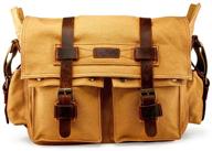 🎒 vintage canvas leather messenger bag: ideal for 14", 15", 17" laptops - gearonic men's shoulder crossbody logo