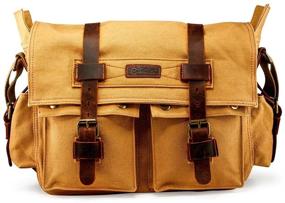 img 4 attached to 🎒 Vintage Canvas Leather Messenger Bag: Ideal for 14", 15", 17" Laptops - GEARONIC Men's Shoulder Crossbody