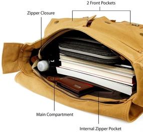 img 2 attached to 🎒 Vintage Canvas Leather Messenger Bag: Ideal for 14", 15", 17" Laptops - GEARONIC Men's Shoulder Crossbody