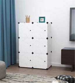 img 2 attached to 📦 C&AHOME 6-Cube Storage Organizer with Doors - Versatile Modular Bookcase Units, Perfect for Bedroom and Living Room Organization, 36.6" L x 12.4" W x 36.6" H Translucent White with Crack Black Color