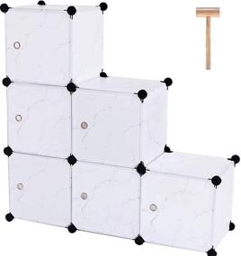 img 4 attached to 📦 C&AHOME 6-Cube Storage Organizer with Doors - Versatile Modular Bookcase Units, Perfect for Bedroom and Living Room Organization, 36.6" L x 12.4" W x 36.6" H Translucent White with Crack Black Color