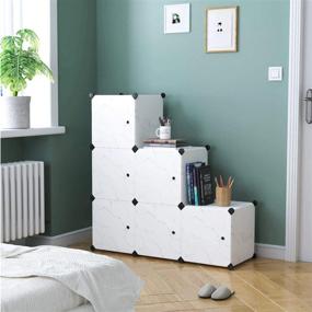 img 3 attached to 📦 C&AHOME 6-Cube Storage Organizer with Doors - Versatile Modular Bookcase Units, Perfect for Bedroom and Living Room Organization, 36.6" L x 12.4" W x 36.6" H Translucent White with Crack Black Color