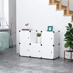 img 1 attached to 📦 C&AHOME 6-Cube Storage Organizer with Doors - Versatile Modular Bookcase Units, Perfect for Bedroom and Living Room Organization, 36.6" L x 12.4" W x 36.6" H Translucent White with Crack Black Color